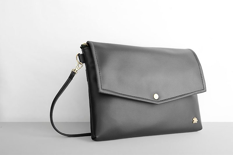 Taiwan Original/CLM Vegan Leather/Envelope Bag Set_Black - Other - Latex Black