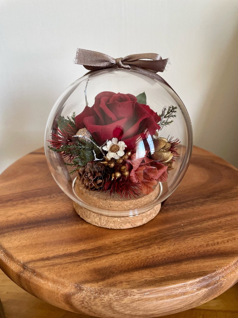 Rose immortality glass cup, immortality flowers, dried flowers, small glass balls, customized gifts - Dried Flowers & Bouquets - Plants & Flowers Red