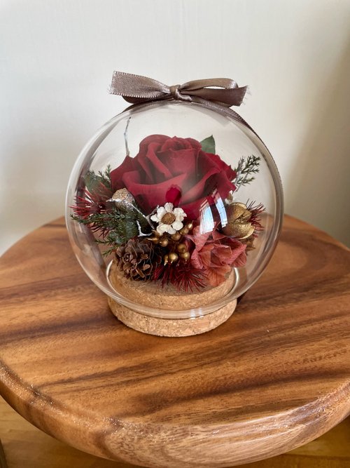 Room floral 房間花藝 玫瑰永生玻璃盅 永生花 乾燥花 小玻璃球 客製送禮