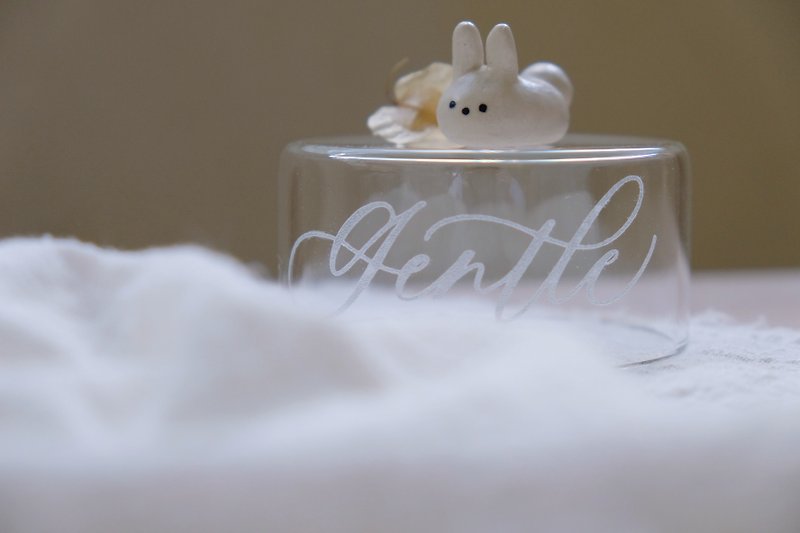 cottontail calligraphy personalized mini glass display dish - Items for Display - Glass Transparent