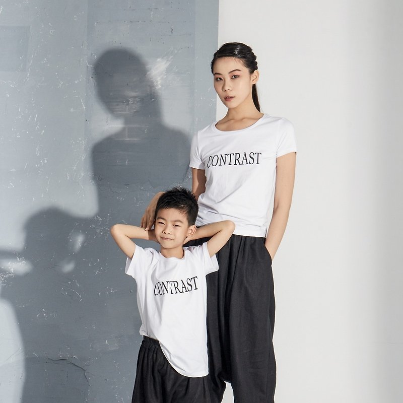 【In stock】"CONTRAST" parent-child outfit-adult style - Women's T-Shirts - Cotton & Hemp White