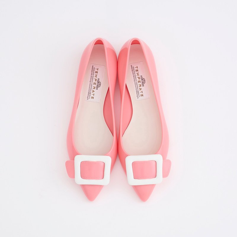 NINA (MOMO) PVC 尖頭平底鞋 - 雨鞋/防水鞋 - 防水材質 粉紅色