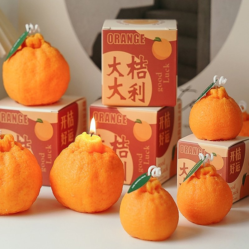 Lucky Dali scented orange candle - เทียน/เชิงเทียน - ขี้ผึ้ง 