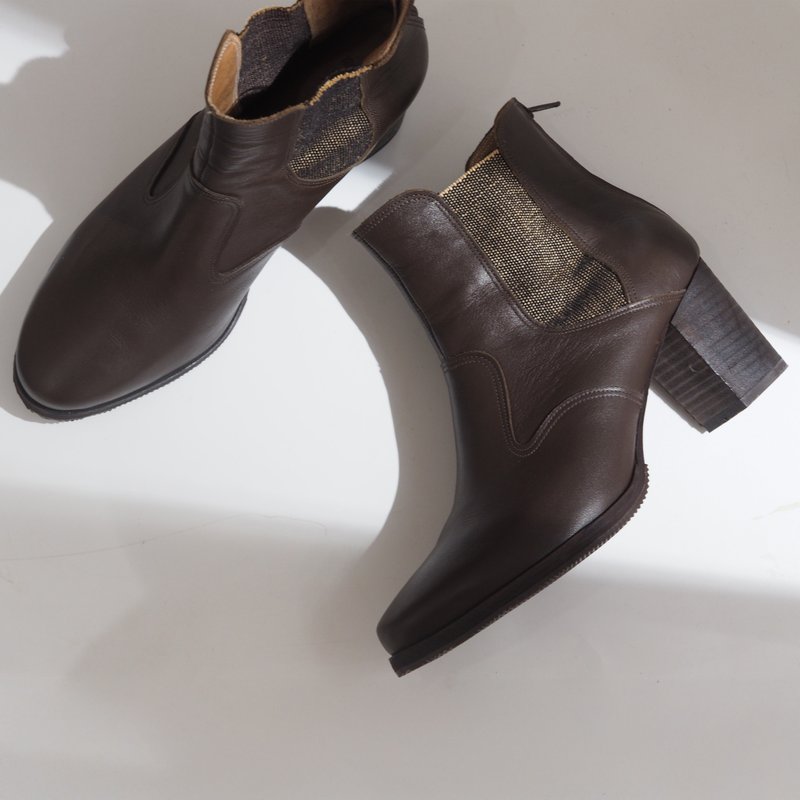 展示品出清 - 愛花卻爾西 Eu39# - 女款短靴 - 真皮 咖啡色