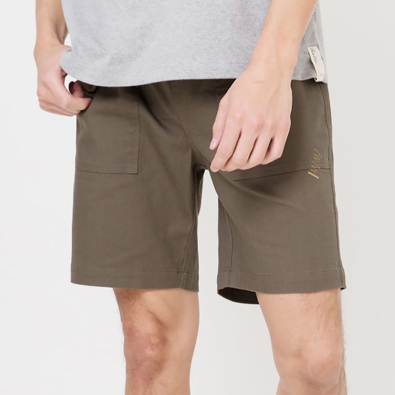 [Boyfriend Gift/Free Shipping] Egyptian Cotton Plain Men's Casual Shorts│Olive Green - กางเกงขาสั้น - ผ้าฝ้าย/ผ้าลินิน สีเขียว