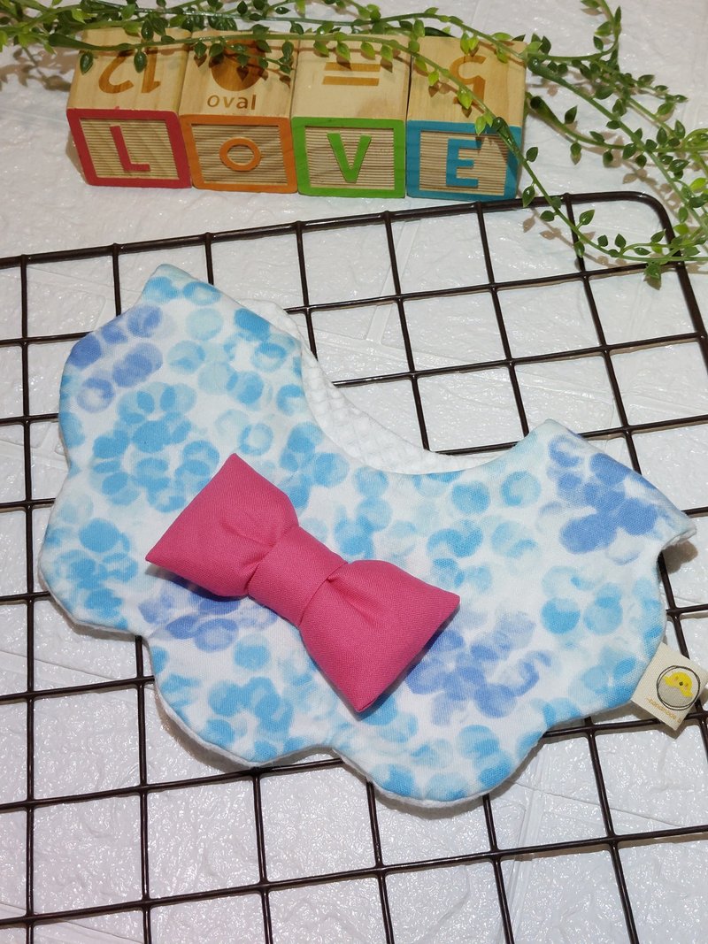 |Spot|Big Butterfly Baby Bib Handmade|Blue - ผ้ากันเปื้อน - ผ้าฝ้าย/ผ้าลินิน 