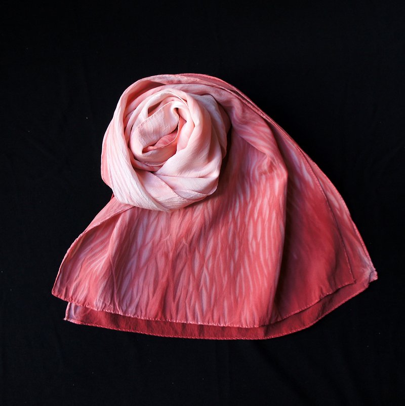 Pink water wavelength scarf - ผ้าพันคอ - ผ้าไหม สึชมพู