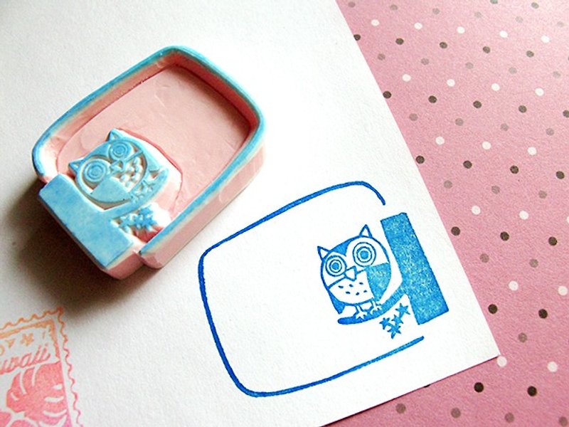 Apu handmade chapter practical owl label note seal stamp hand stamp - ตราปั๊ม/สแตมป์/หมึก - ยาง 