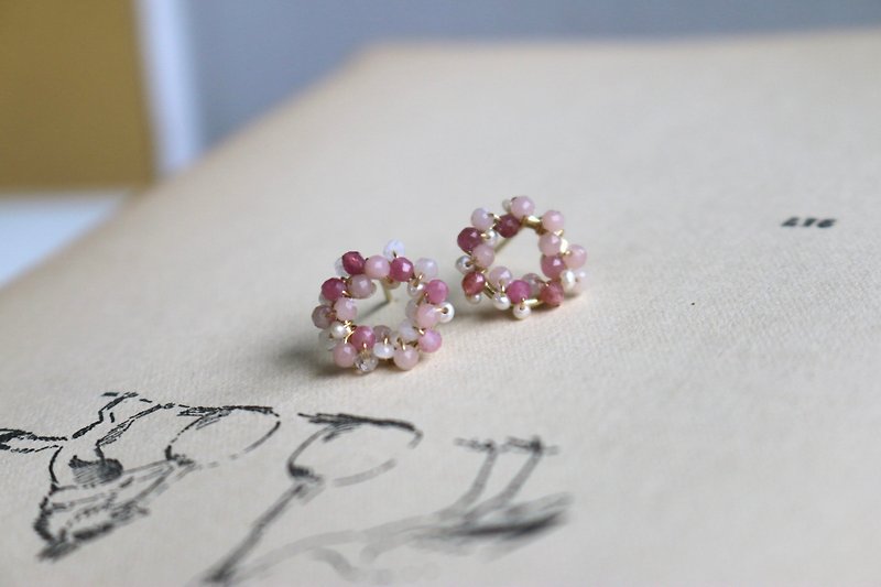 June Birthstone June Birthstone Earrings Ruby Mini Pearl Moonstone - Ladybug - - Earrings & Clip-ons - Pearl Pink