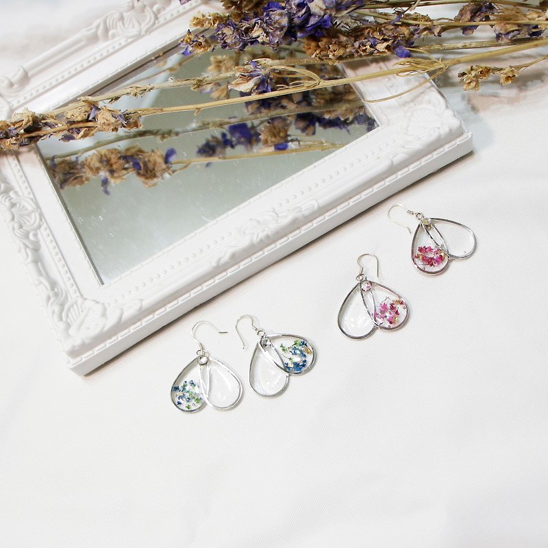 Dried flower jewelry | Japanese resin | 925 Silver earrings _ the clear - ต่างหู - เรซิน หลากหลายสี