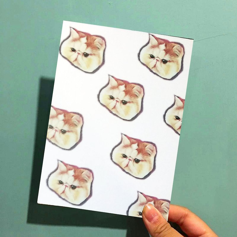 肉丸胖貓卡片/明信片-彩色大頭版 - 心意卡/卡片 - 紙 粉紅色