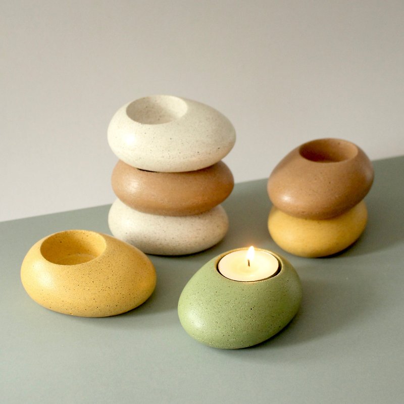 Okaeri Candle Holder Sand Texture - Items for Display - Cement Multicolor