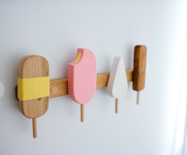 Ice Cream Clothes Wall Hooks for Nursery from Natural Wood - Shop Pinguwood  Kids' Furniture - Pinkoi