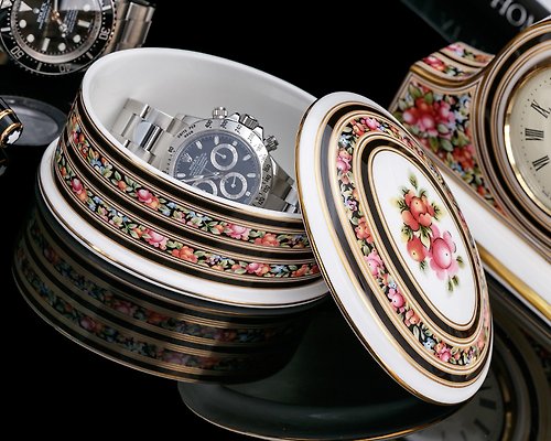 擎上閣裝飾藝術 英國製Wedgwood 1992黃金果園骨瓷首飾盒結婚戒指珠寶飾品手錶盒