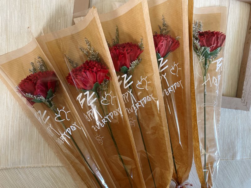 現貨48hr出貨/香皂康乃馨小花束/單朵康乃馨/母親節花禮 - 乾燥花/永生花 - 塑膠 紅色