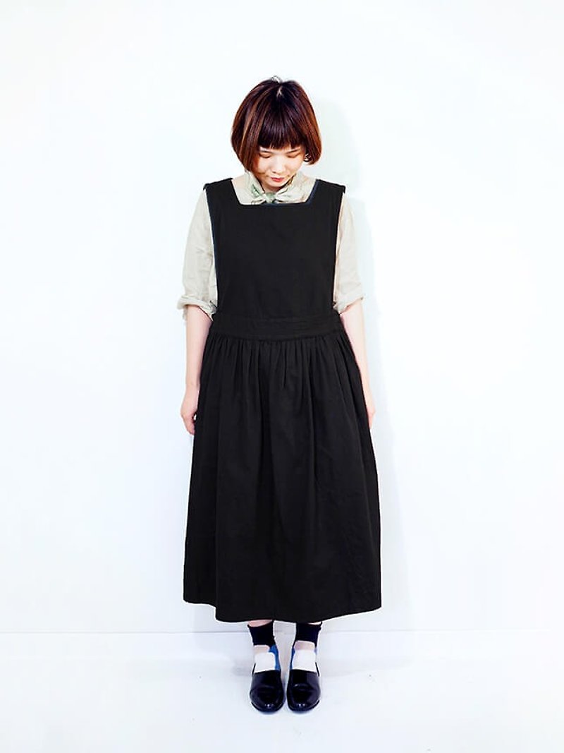 Apron one piece black - One Piece Dresses - Cotton & Hemp Black