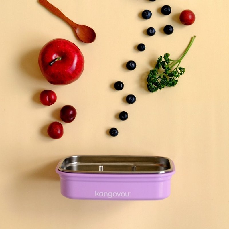 Large children's lunch box [lilac]-kangovou Stainless Steel safety tableware - Children's Tablewear - Stainless Steel Purple