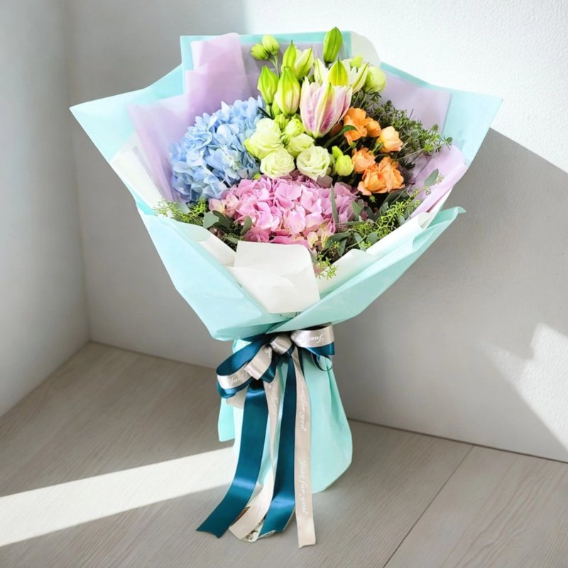 Flower Bouquet (Pink and Blue Hydrangea & Others) GF00162 - ตกแต่งต้นไม้ - พืช/ดอกไม้ 