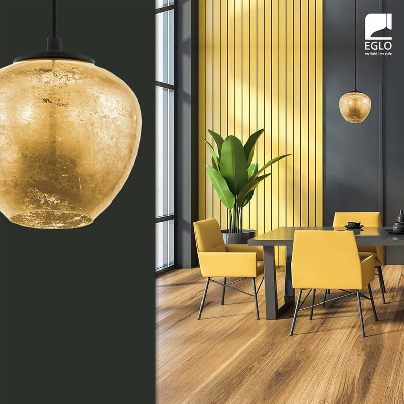 EGLO Austria Lighting | Handmade Gold Foil Chandelier | Table Lamp | Housewarming Gift - โคมไฟ - แก้ว สีทอง