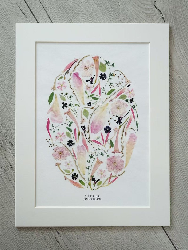 ŽIRAFA【白桃烏龍】粉色系押花作品藝術微噴畫家居裝飾畫芯 - 海報/掛畫/掛布 - 紙 粉紅色