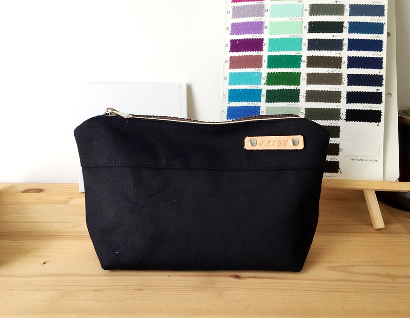 Personalize Zipper Pouch ,Canvas Cosmetic Bags,Makeup Pouch, Bridesmaids gift - Toiletry Bags & Pouches - Genuine Leather 