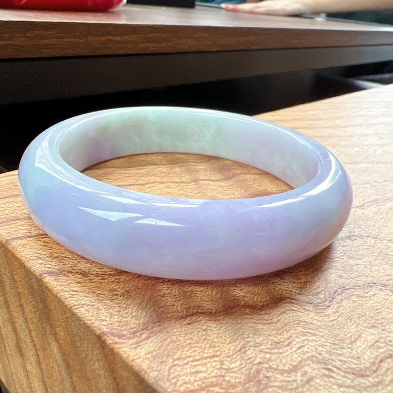 Lavender & Green Jade Bangle Bracelet | Circumference 18.5 | Natural Burmese Jadeite Grade A | Gift Idea - Bracelets - Jade Multicolor