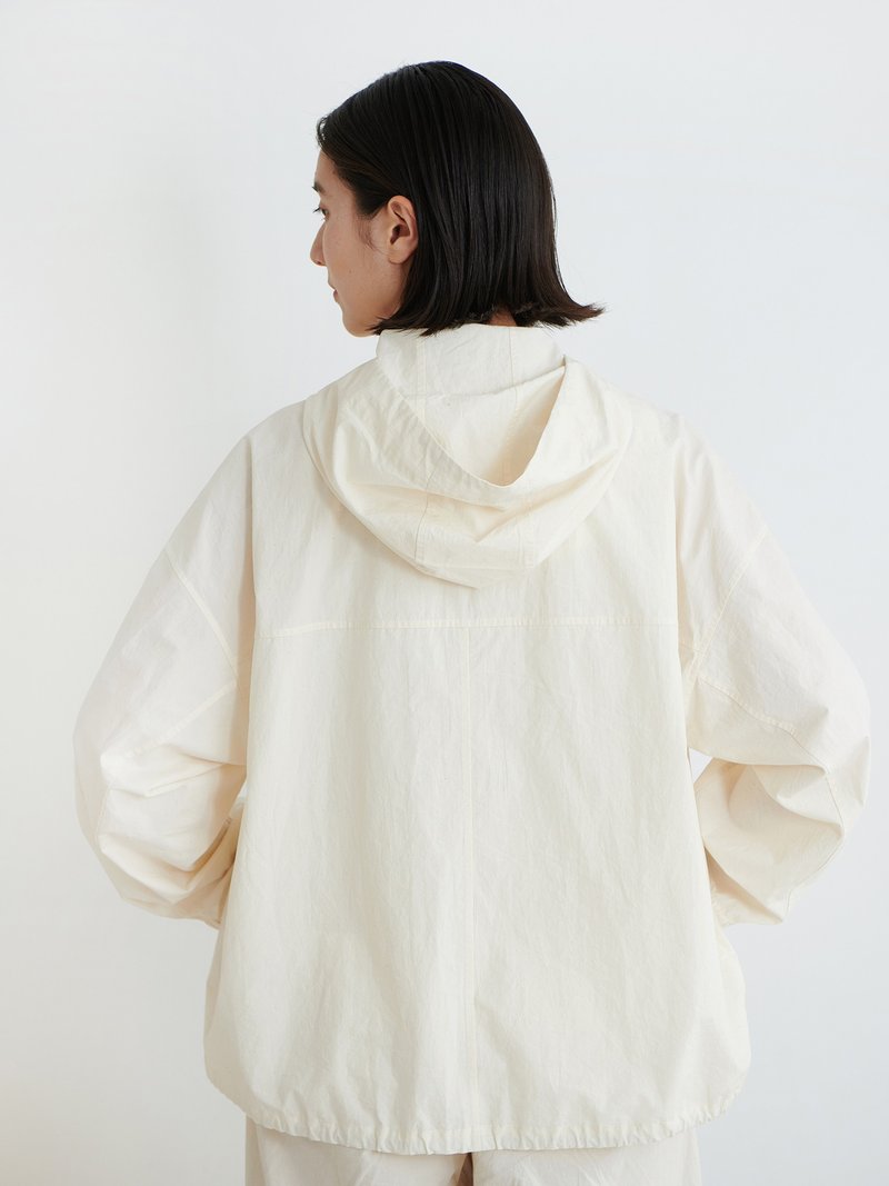 KOOW natural cotton seed blank white hoodie Japanese mountain summer light jacket - เสื้อฮู้ด - ผ้าฝ้าย/ผ้าลินิน ขาว