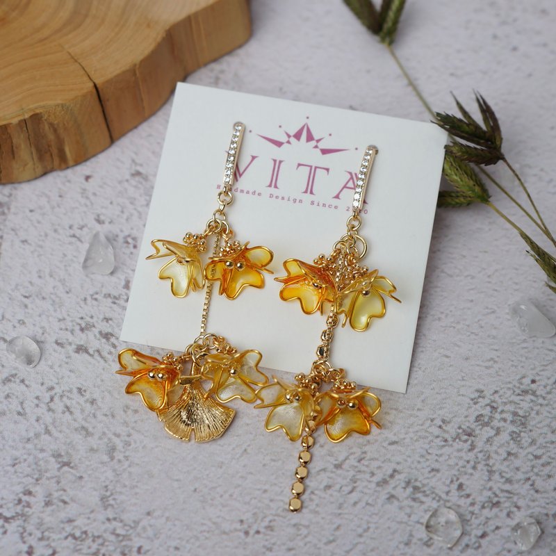 樹脂イヤリング - 新しいウィンドチャイム（イエローオレンジ） - （ピアス/イヤリング） - ピアス・イヤリング - レジン オレンジ