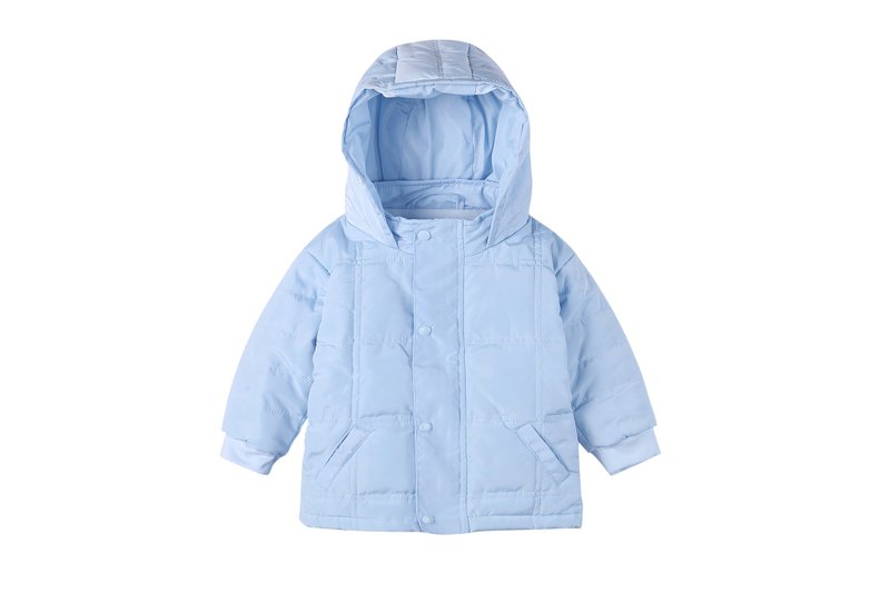 Baby quilted hooded jacket pink and blue series autumn and winter new style - Coats - Polyester Blue