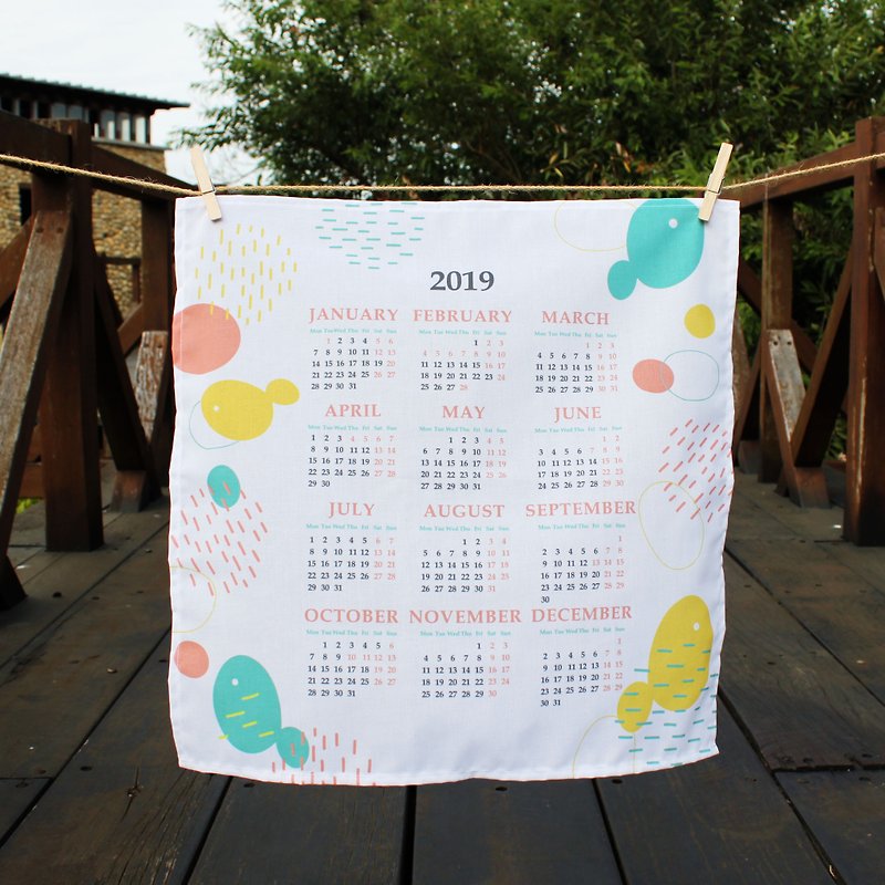 2019 布年曆 - 月曆/年曆/日曆 - 聚酯纖維 白色