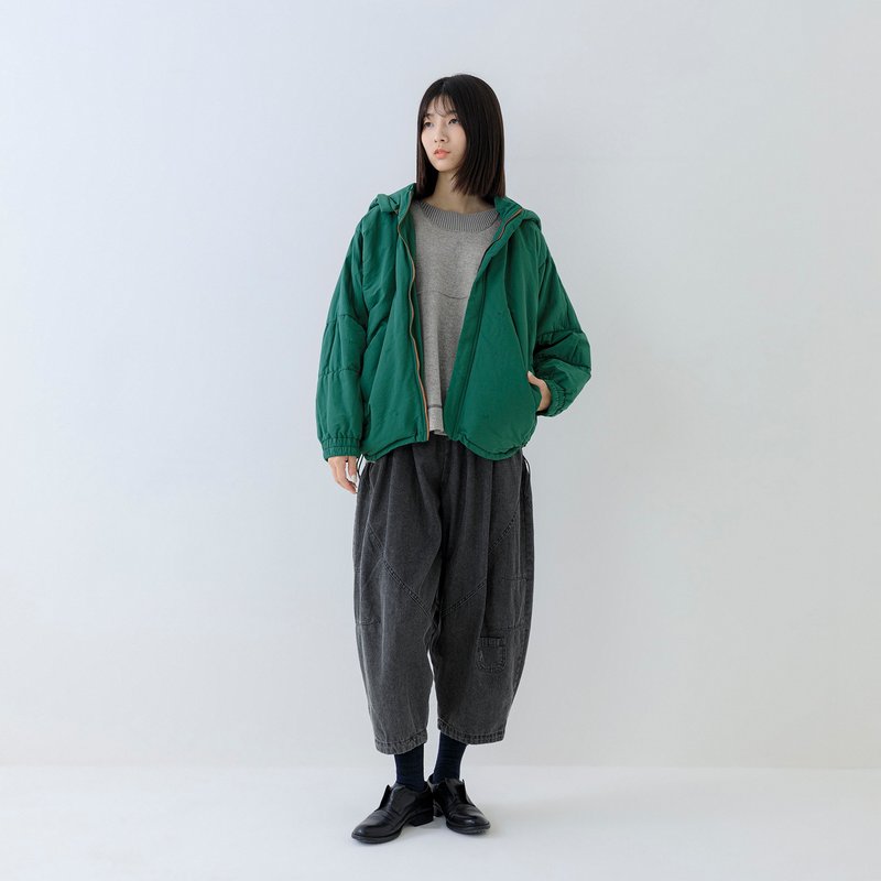 【設計團隊首選】暖序抽繩蓬鬆輪廓保暖夾克 - 女大衣/外套 - 其他材質 綠色