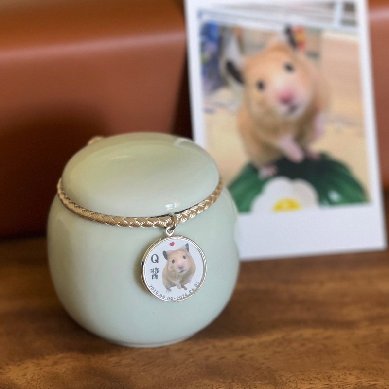 [Customized] Pet urn | Pet photo/name/anniversary | Praying elegantly - light blue - Other - Pottery Blue