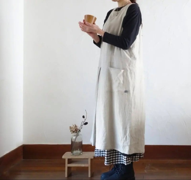 [Made-to-order] Linen tablier - One Piece Dresses - Cotton & Hemp Green