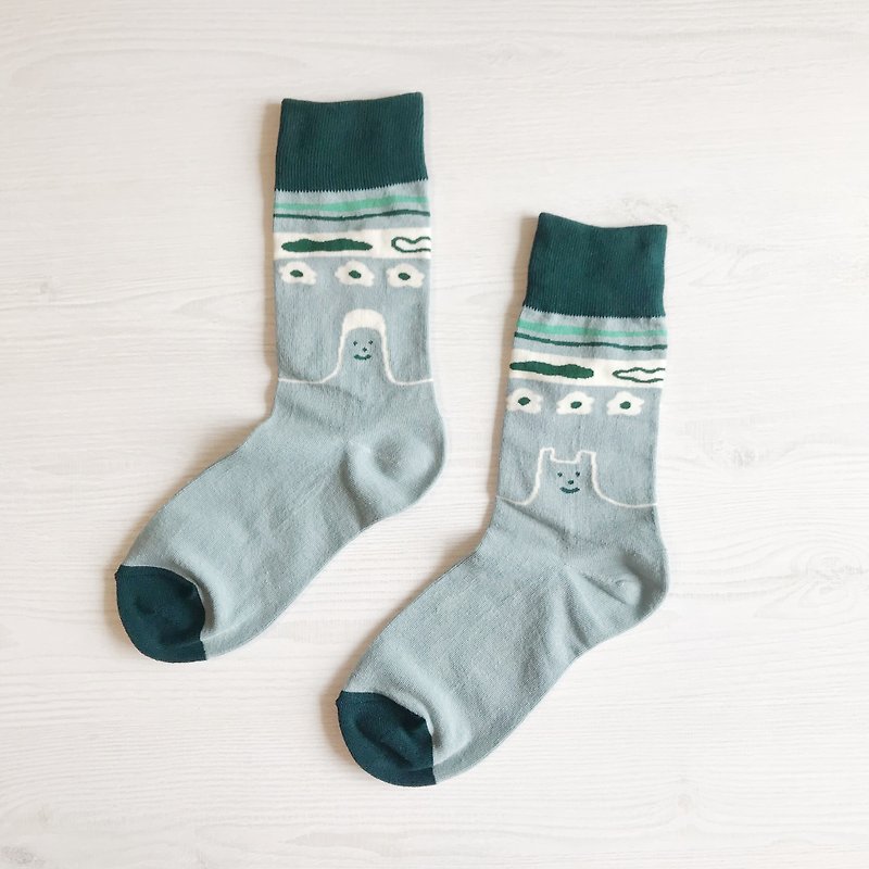 綿綿襪子 加長中筒襪 風和日麗 - 襪子 - 棉．麻 