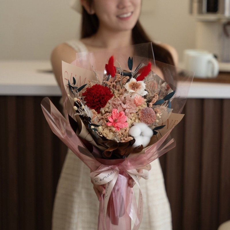 love u 系列永生康乃馨花束 質感紅康乃馨花色 - 乾燥花/永生花 - 植物．花 紅色