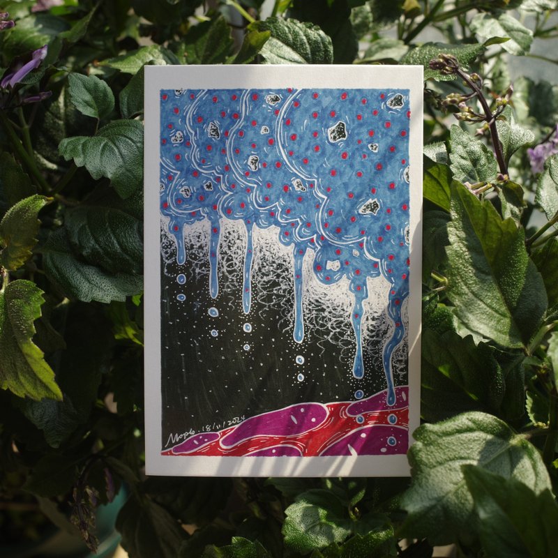 飄來飄去的云森林 原創手繪插畫 明信片 148*100mm 1張 - 卡片/明信片 - 紙 多色