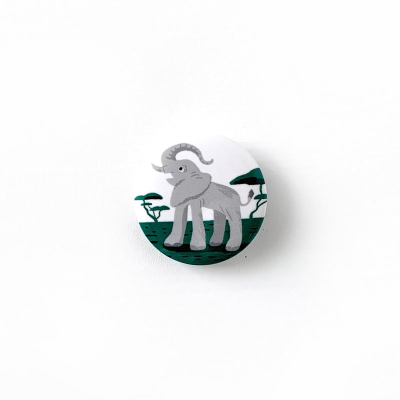 Elephant illustration badge - Brooches - Other Metals Blue