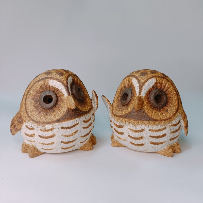 Mini Q-version owl-Tawny Owl/Ceramic Art/Original Design - ของวางตกแต่ง - ดินเผา 