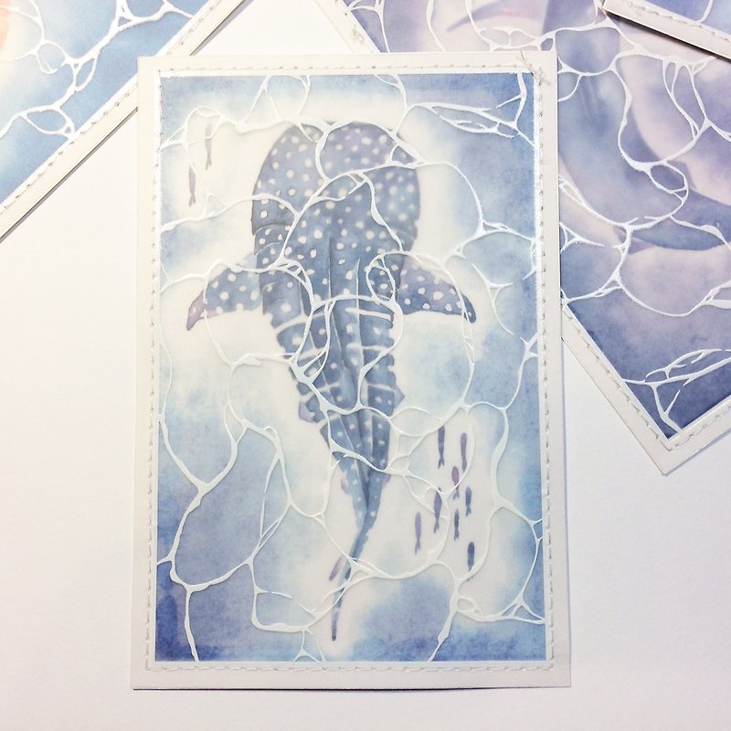 海洋生物 特製 水波紋明信片 - 卡片/明信片 - 紙 藍色