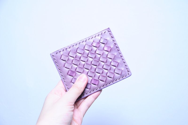 Weaved Leather Card Case | Weaved Leather Card Case - White Wipes W Warded Orchid Leather Bags Free Leather Bags Leather Bags Birthday Gifts Valentine's Day Gifts Christmas Leather Italian Leather Tanned Leather DIY White Wax Felt Wax - เครื่องหนัง - หนังแท้ สีม่วง