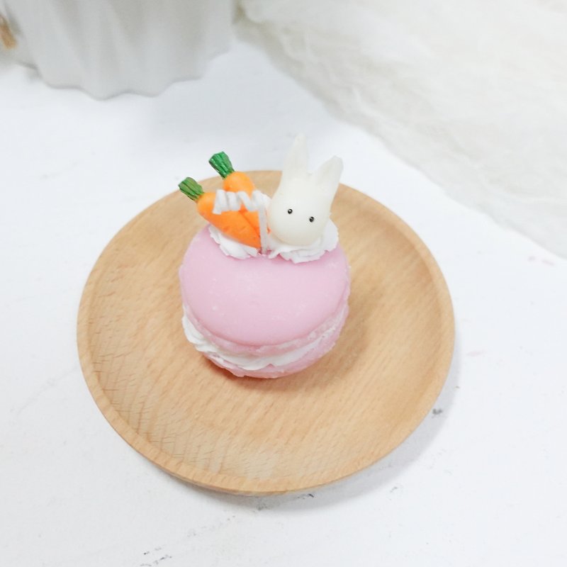 Macaron with Topping of Rabbit and carrot - Candles & Candle Holders - Wax Gray