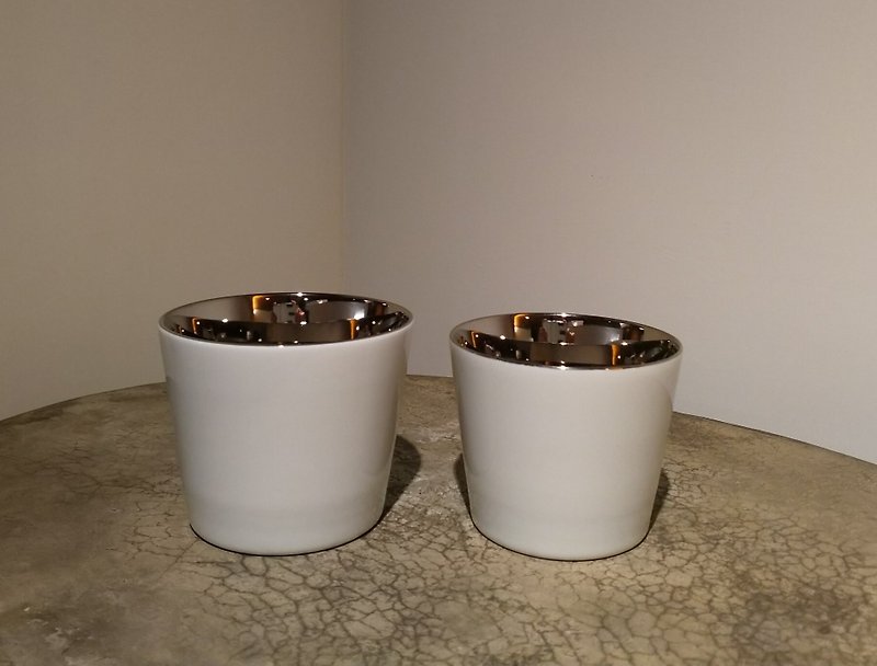 Kimura Glass Shop Blanco Ceramic Cup (Silver) (260cc & 190cc) - Teapots & Teacups - Pottery Gold