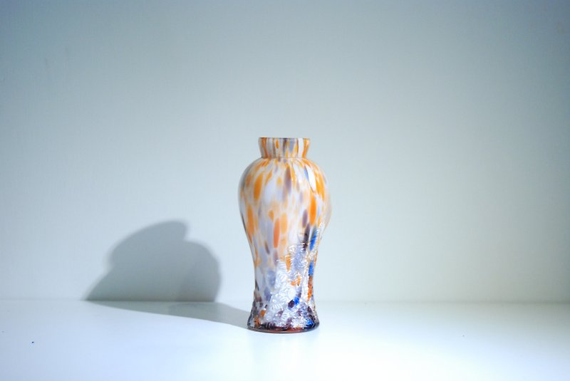 二手 橘色吹雪紋玻璃花瓶 no.16121110301 - 花瓶/陶器 - 玻璃 橘色