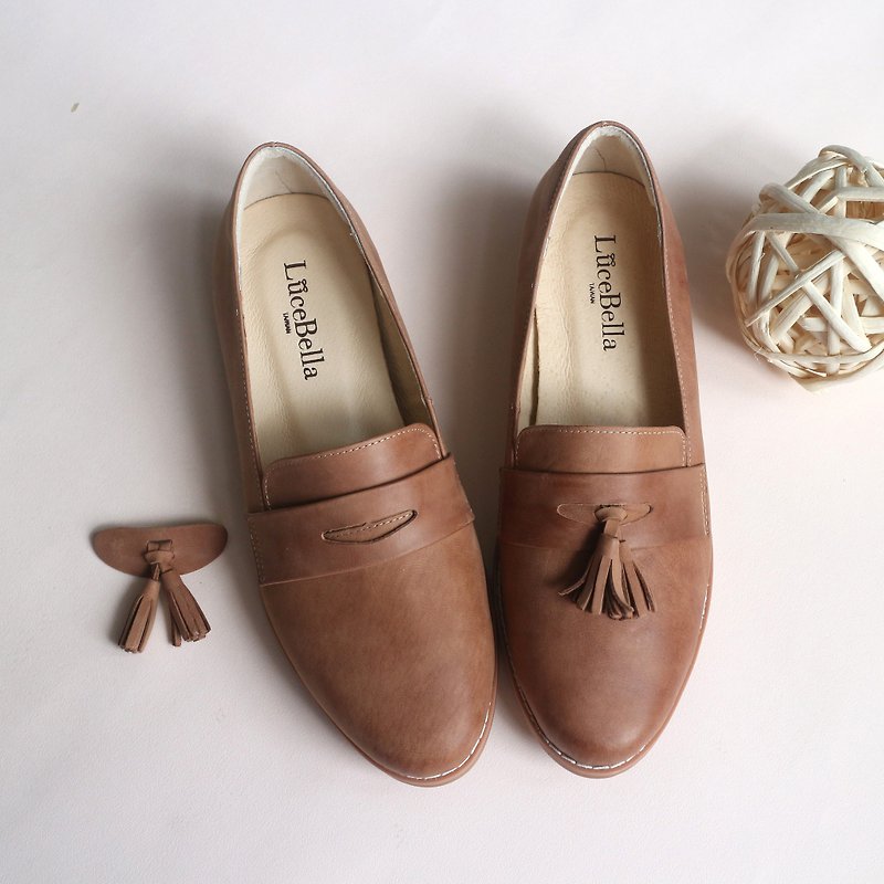 【 seal youth】two way tassel Loafers _ brown - Women's Oxford Shoes - Genuine Leather Brown