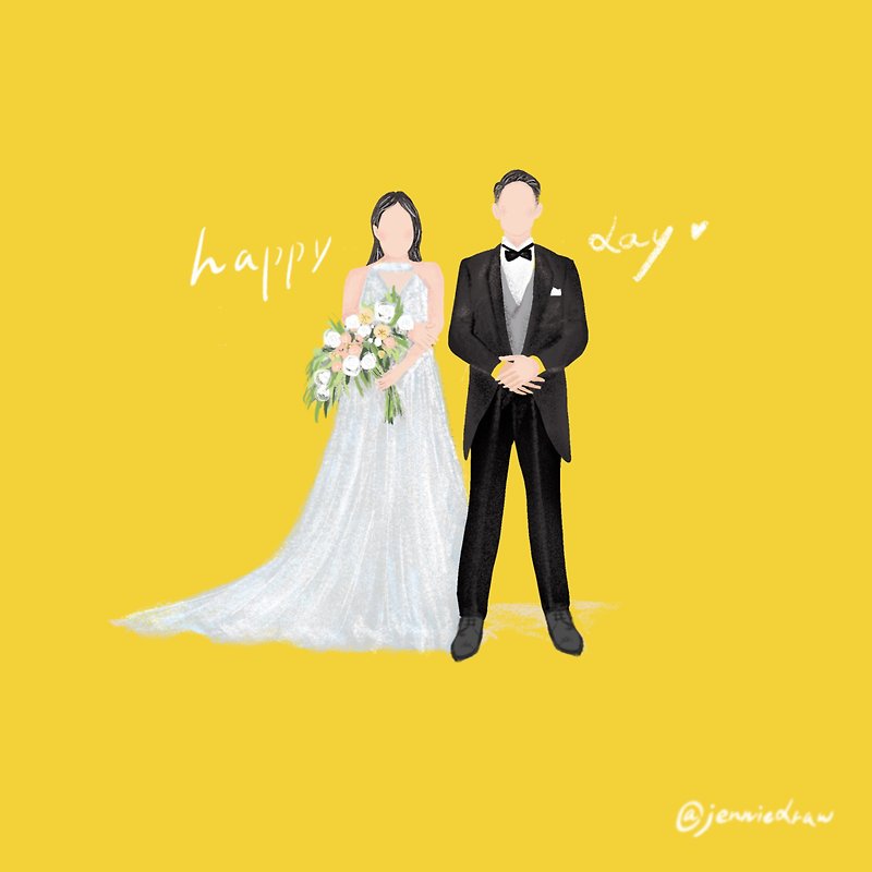 【Help you draw a wedding dress appointment set】Three types of wedding dresses | Provide facial photos | Dianhua coupons - Customized Portraits - Paper Multicolor