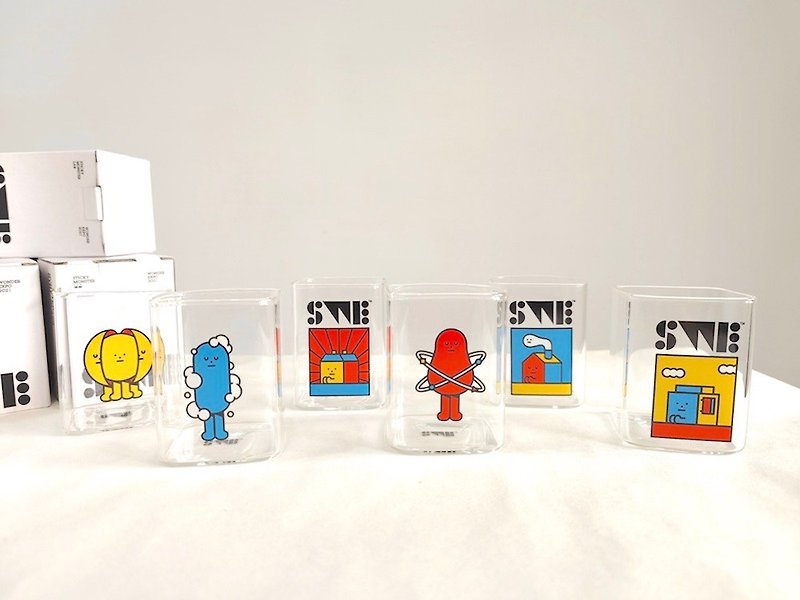 Slimy Monster Research Institute SML WONDER EXPO Exhibition Limited Product - Glass Square Cup (Complete Set) - แก้ว - แก้ว หลากหลายสี