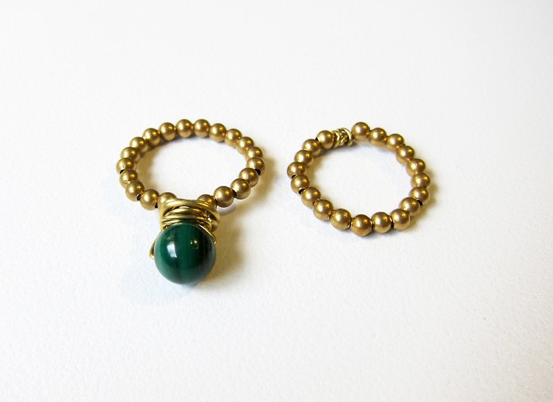 Malachite double ring - General Rings - Other Metals Gold