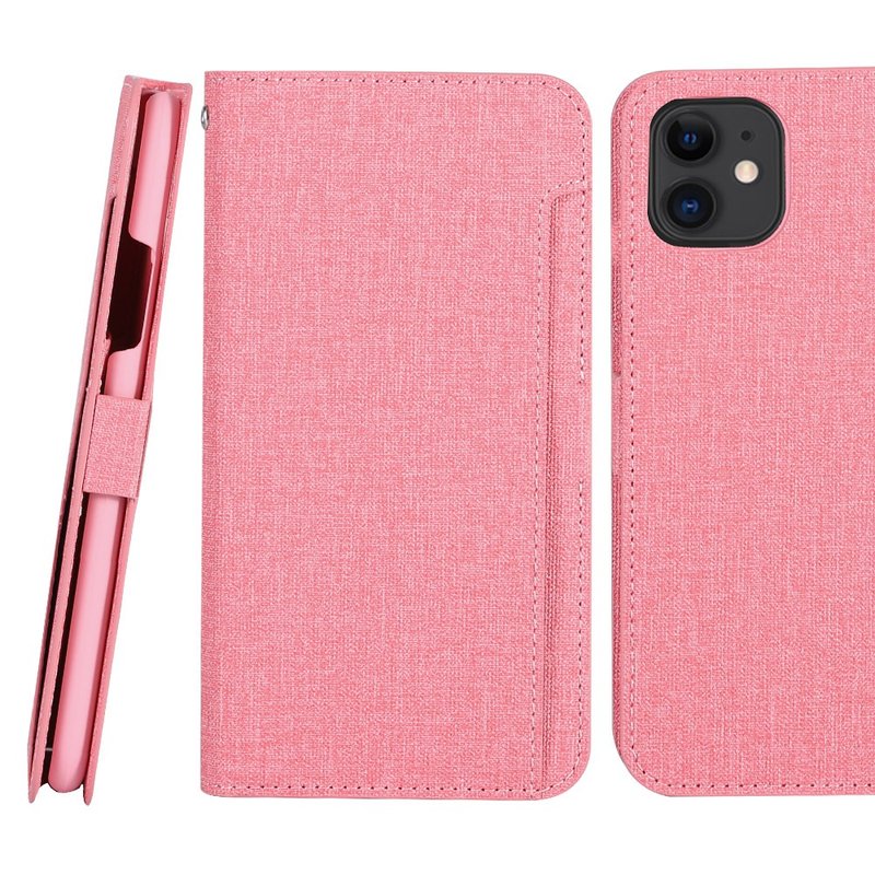 CASE SHOP iPhone 11 專用前收納式側掀皮套-粉4716779661200 - 手機殼/手機套 - 人造皮革 粉紅色