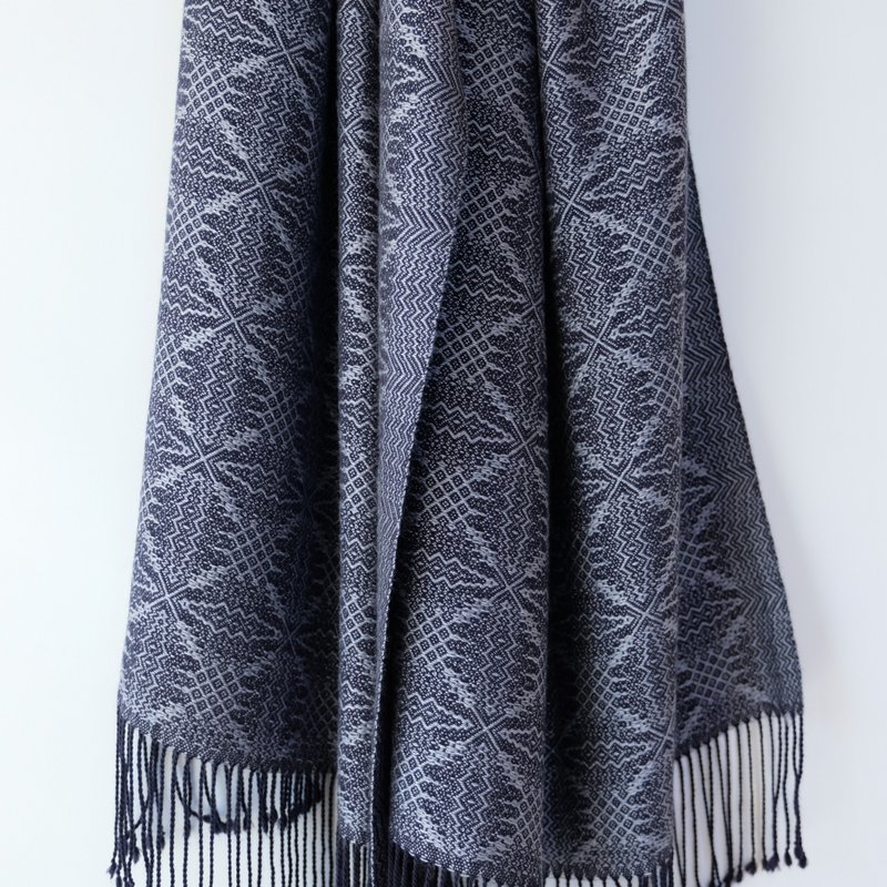 Cashmere 手織りカシミヤシルクストール【柊華05】 - 圍巾/披肩 - 絲．絹 灰色