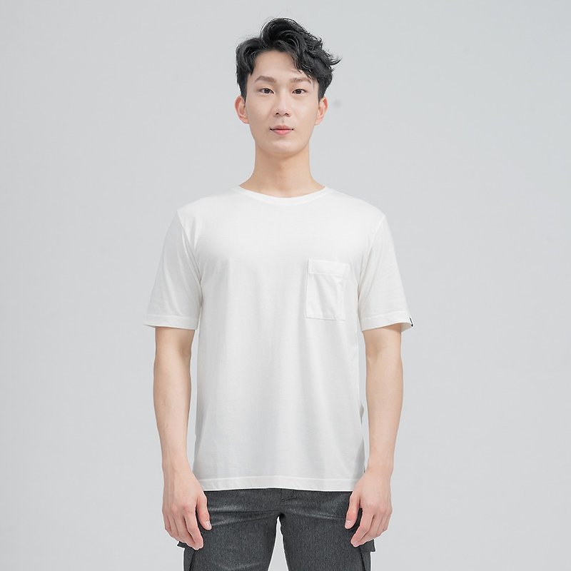 ブロンズオーガニックコットン/丸首ポケットT/スノーホワイト - Tシャツ メンズ - その他の素材 ホワイト